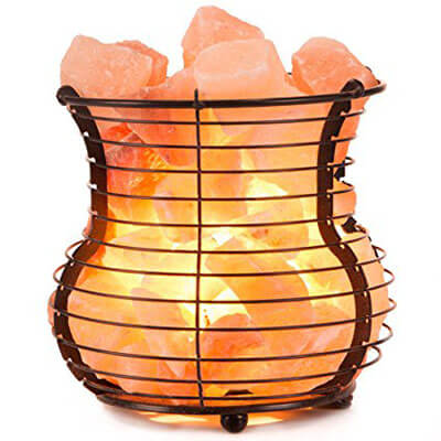 Crystal Allies Natural Himalayan Salt Wire Mesh Basket Vase Lamp