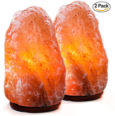 Amethya Hand Carved Natural Himalayan Salt Lamp with Wood Base