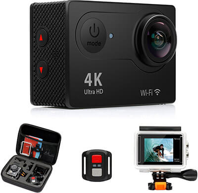 2. FITFORT Action Camera 4K Wi-Fi Ultra HD Waterproof Sports Camera