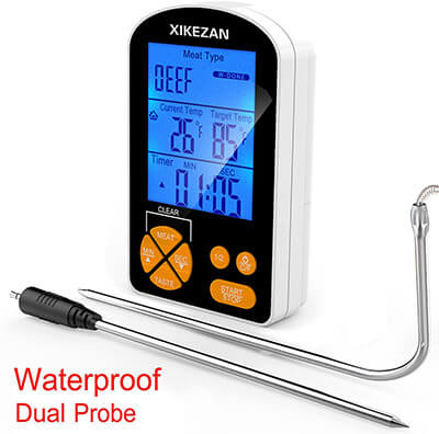 XIKEZAN Waterproof Dual Probe, Instant Quick Read Kitchen Digital Electric Cooking Food Candy Thermometer