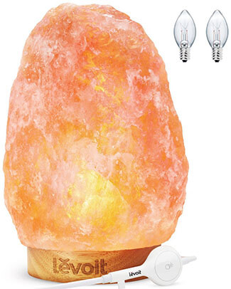 Levoit Kana Natural Himilian Hymalain Pink Salt Rock Lamps, Wood Rubber Base