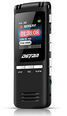 DGFAN Voice Recorder, Rechargeable 8GB Audio Recorder Dictaphone Stereo, Voice Activated