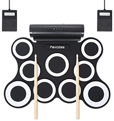 PAXCESS 9-Pad Foldable Electronic Drum Set, Rechargeable Battery