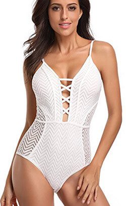 V28 Women's Deep V Neck Backless, One Piece Bathing Swimsuit