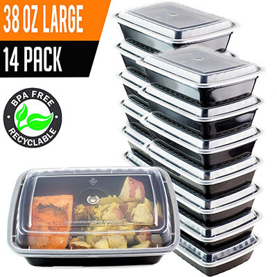 Chefible® 38 oz Meal Prep or Bento Containers, (14-Pack)