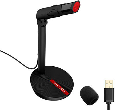 RingKle USB Microphone, Adjustable Stand Omnidirectional Condenser Computer Mic