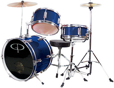 GP Percussion GP50BL Three Piece Complete Junior Drum Set