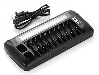 EBL 12 Bay Battery Charger for LCD AA AAA 9V Rechargeable Batteries
