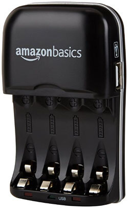 AmazonBasics Ni-MH AA & AAA Battery Charger, USB Port