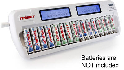 Tenergy TN438 Smart Charger with LCD and Built-in IC Protection, 16 Bays