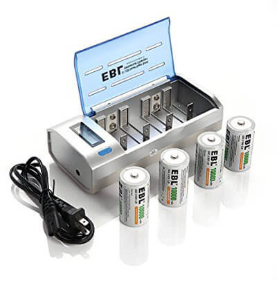 EBL C D 9V AA AAA Battery Charger with D Cells 10000mAh Rechargeable Batteries