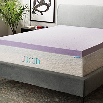 LUCID 3 inch Lavender Infused Memory Foam Mattress Topper - Twin Size