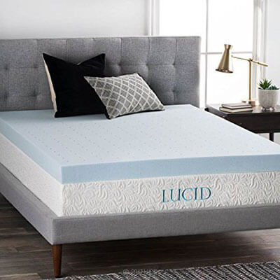 LUCID 4-Inch Gel Memory Foam Mattress Topper, Twin