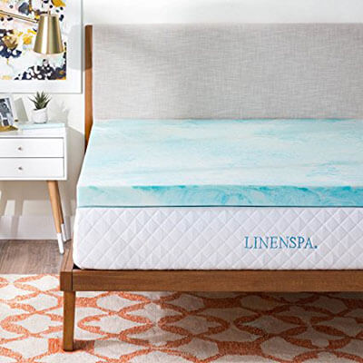 LINENSPA 3’’ Gel Swirl Memory Foam Topper, Queen