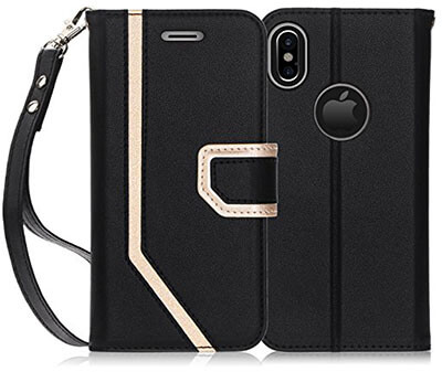 FYY iPhone X Wallet Case, with Cosmetic Mirror