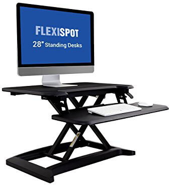 FlexiSpot Stand Up Desk Converter, Deep Keyboard Tray, 28’’ Desk Raiser