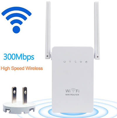 TENTSKY 300Mbps Wireless Repeater, WiFi Range Extender, Dual External Antennas