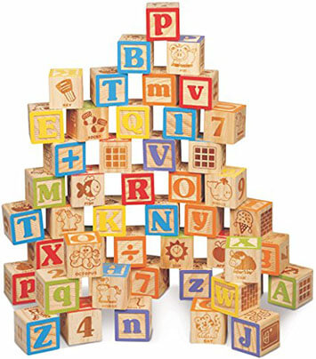 Maxim Deluxe Extra-Large Wooden ABC Blocks. Engraved Baby Alphabet