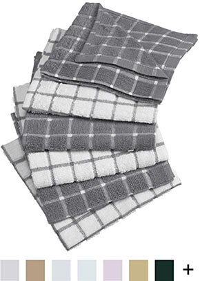 DII Cotton Terry 12 x 12" Windowpane Dish Cloths, Set of 6