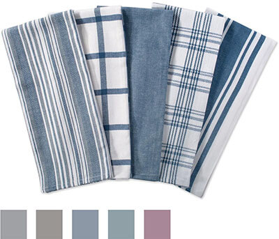 DII Cotton Luxury Assorted Kitchen Dish Towels 18 x 28", Set of 5