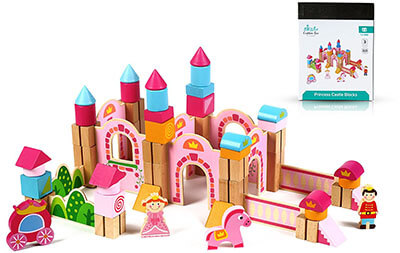 Cubbie Lee Toy Company Princess Pink Castle Wooden Building Block, New & Unique