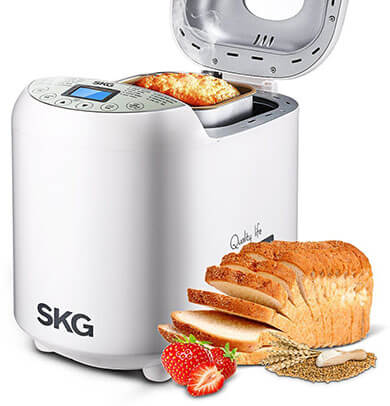 SKG Automatic 2LB - Beginner Friendly Programmable Bread Maker, 19 Programs, 3 Loaf Sizes