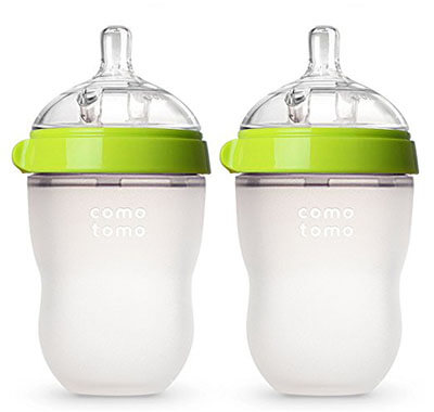 Comotomo Baby Bottle, 8 Ounce, 2 Count, Green