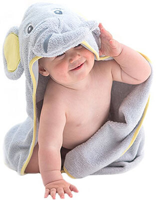 Little Tinkers Natural Cotton World Elephant Hooded Baby Towel