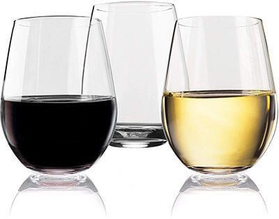 Vivocci Unbreakable Plastic Stemless Wine Glasses