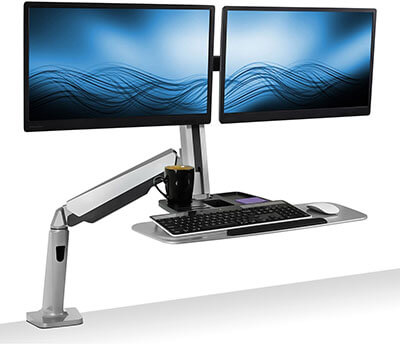 Mount-It! Stand Up Workstation, Dual Monitor Mount - Standing Desk Converter