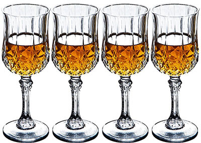 Bella Vino Old Fashioned Crystal Carved Wine Glasses,