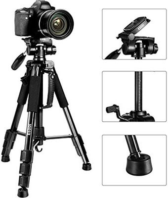 ESDDI 55-Inch Travel Portable Camera Tripod, Professional Digital SLR Camera Aluminum Tripod