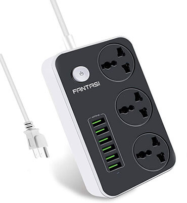 Fantasi Power Strip with USB Ports Long Cord Universal Socket