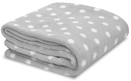 Little Starter Plush Toddler Blanket, Grey Dot