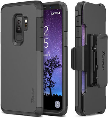 Trianium Duranium Galaxy S9 Plus Holster Case with Rotating Belt Clip& Kickstand