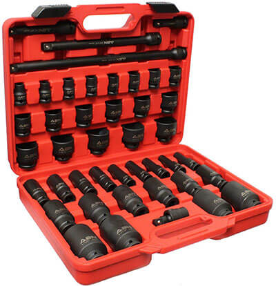 ABN ½ Inch Drive SAE Standard Master Deep & Shallow Impact Sockets, 43 Pieces