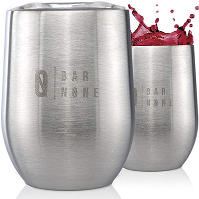 Royal Lion Insulated Stainless Steel Wine Tumbler with Lid Stemless