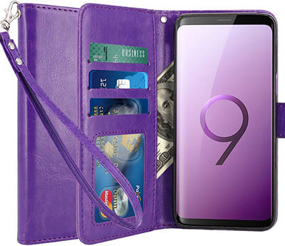 LK Galaxy S9 Case Luxury PU Leather Wallet Flip Protective Case Cover