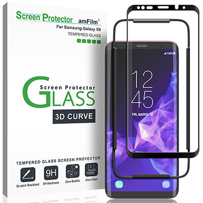 Amfilm 3D Curved Dot Matrix Full-Screen Samsung Galaxy S9 Tempered Glass Screen Protector