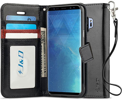 J&D Heavy Duty Protective Shock Resistant Flip Cover Wallet Case for Samsung Galaxy S9