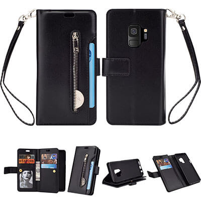 FLYEE 10 Card Slots Premium Flip Wallet Leather Magnetic Case Purse