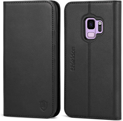 Shieldon Genuine Leather Premium Galaxy S9 Wallet Case Full Protection Case