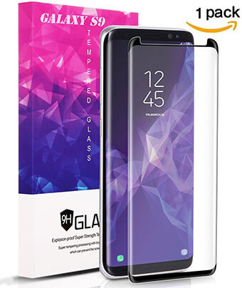 AsianiCandy Full Coverage, Tempered Glass 3D Curved HD Clear for Galaxy S9