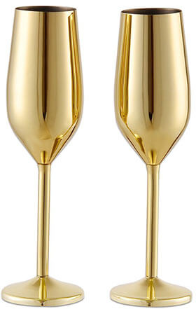 Barfame 18/8 Stainless Steel Champagne Flutes Glass 7.5 oz