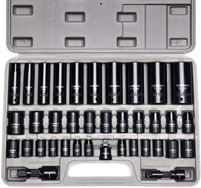 CASOMAN Complete 3/8" and 1/2” Drive Impact Socket Set Deep & Shallow, 38-Piece