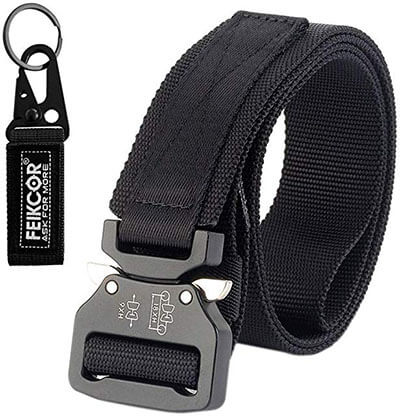 FEIKCOR Military Nylon Webbing Tactical Belt with Heavy Duty Buckle