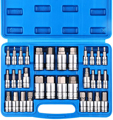 CASOMAN Master Hex Bit Socket Set, SAE, and Metric, Allen Socket Bit, 32 Pieces