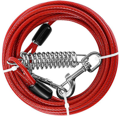 UEETEK 20ft Pet Heavy Tie-Out Cable with Swivel Clip Tangle Free