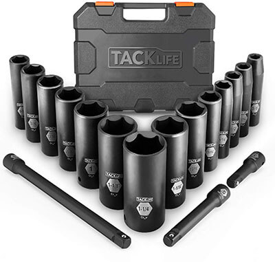 TACKLIFE 1/2-Inch 17 Pieces Drive Master Deep Impact Socket Set