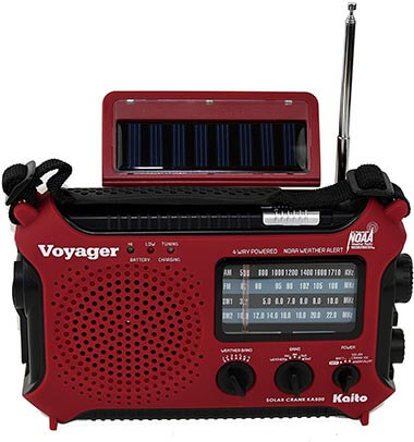 Kaito KA500IP-RED Voyager Radio with Alert and Cell Phone Charger